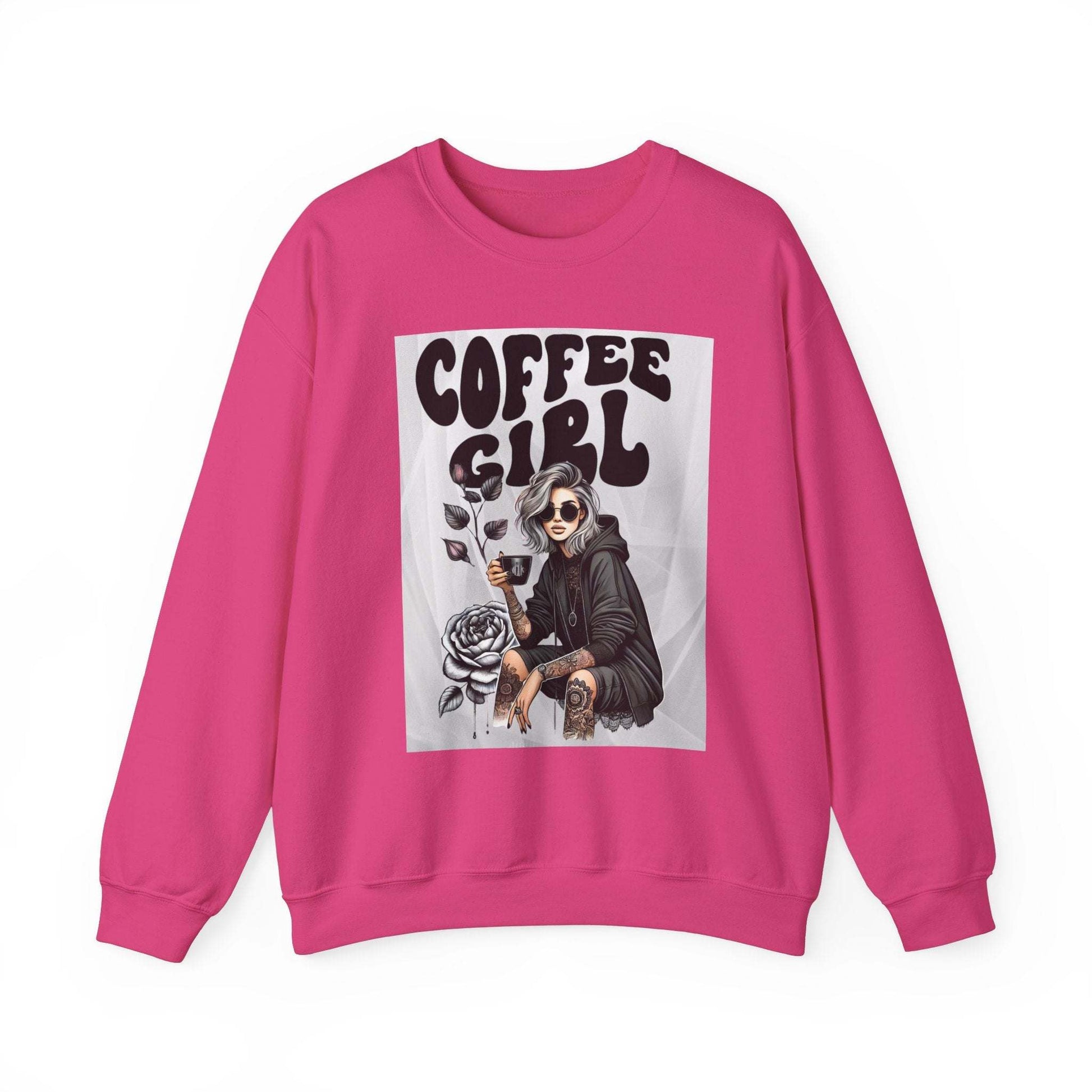 Tattoo Coffee Girl Unisex Heavy Blend™ Crewneck Sweatshirt