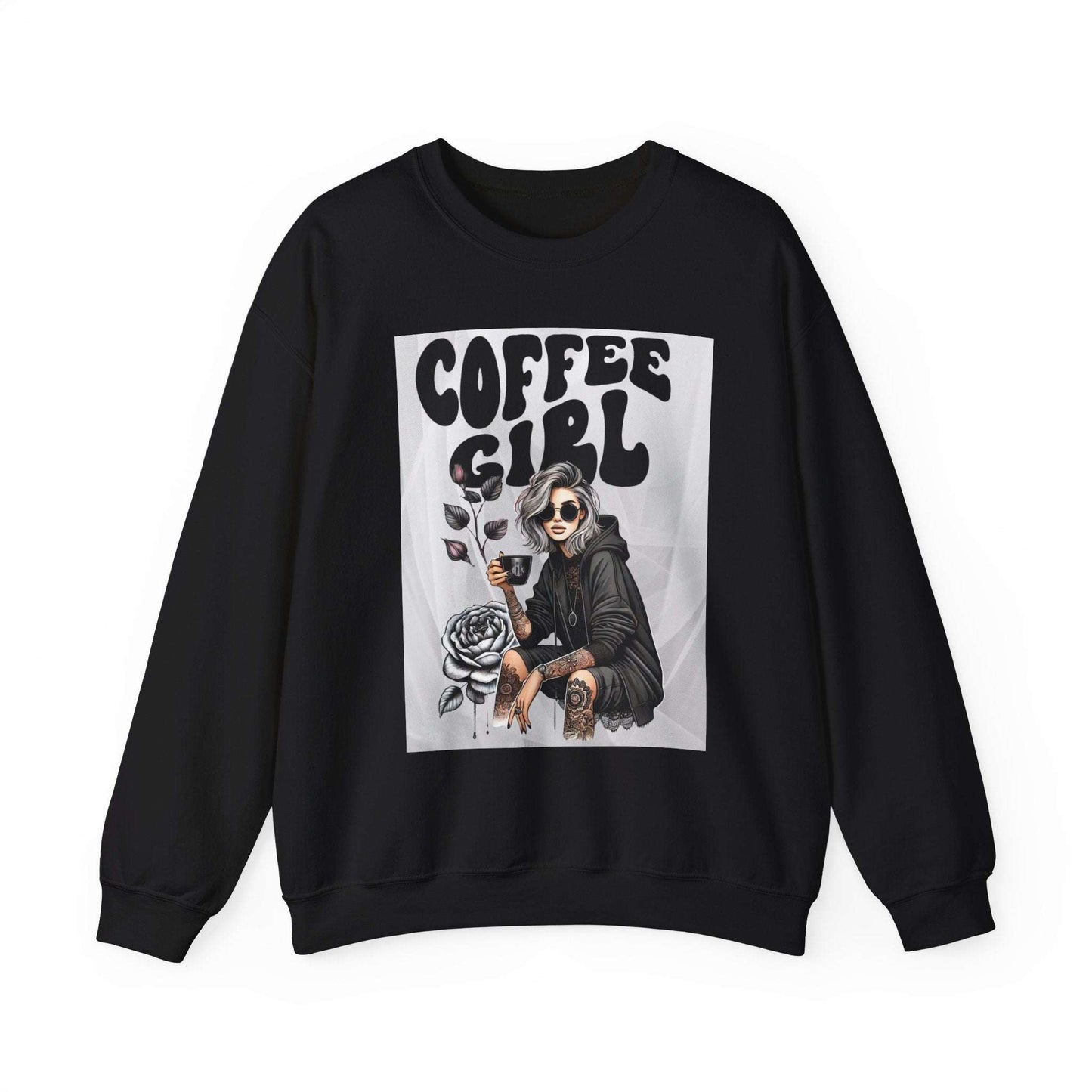 Tattoo Coffee Girl Unisex Heavy Blend™ Crewneck Sweatshirt