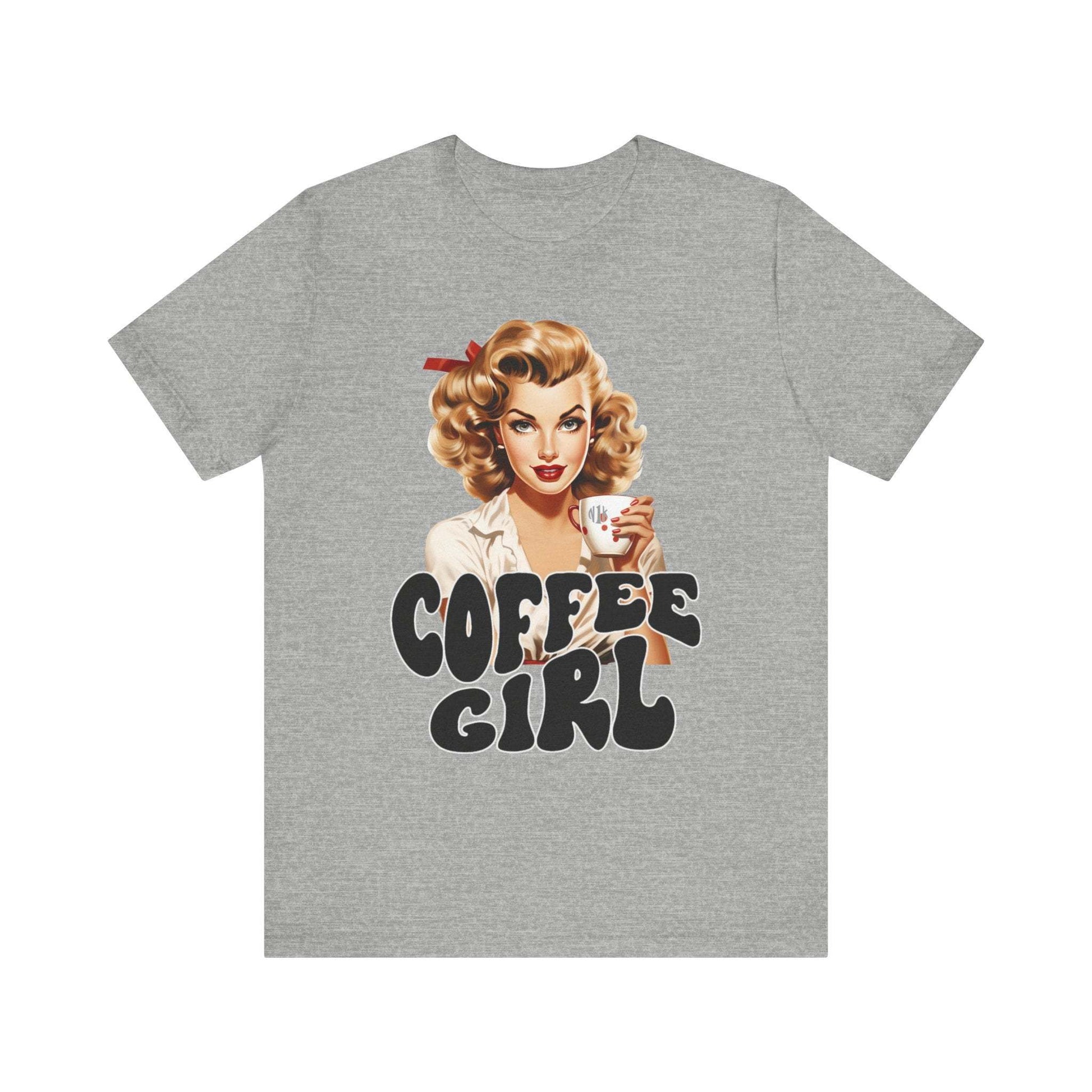 Retro Coffee drinking lady Unisex Jersey Short Sleeve Tee