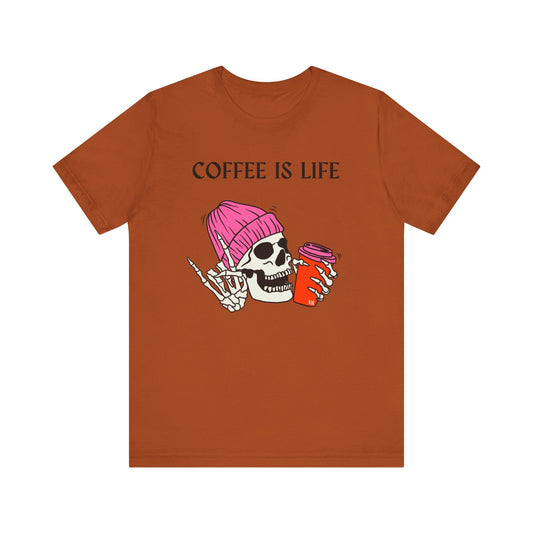 Skeleton Coffee Is Life Unisex Jersey Short Sleeve Tee