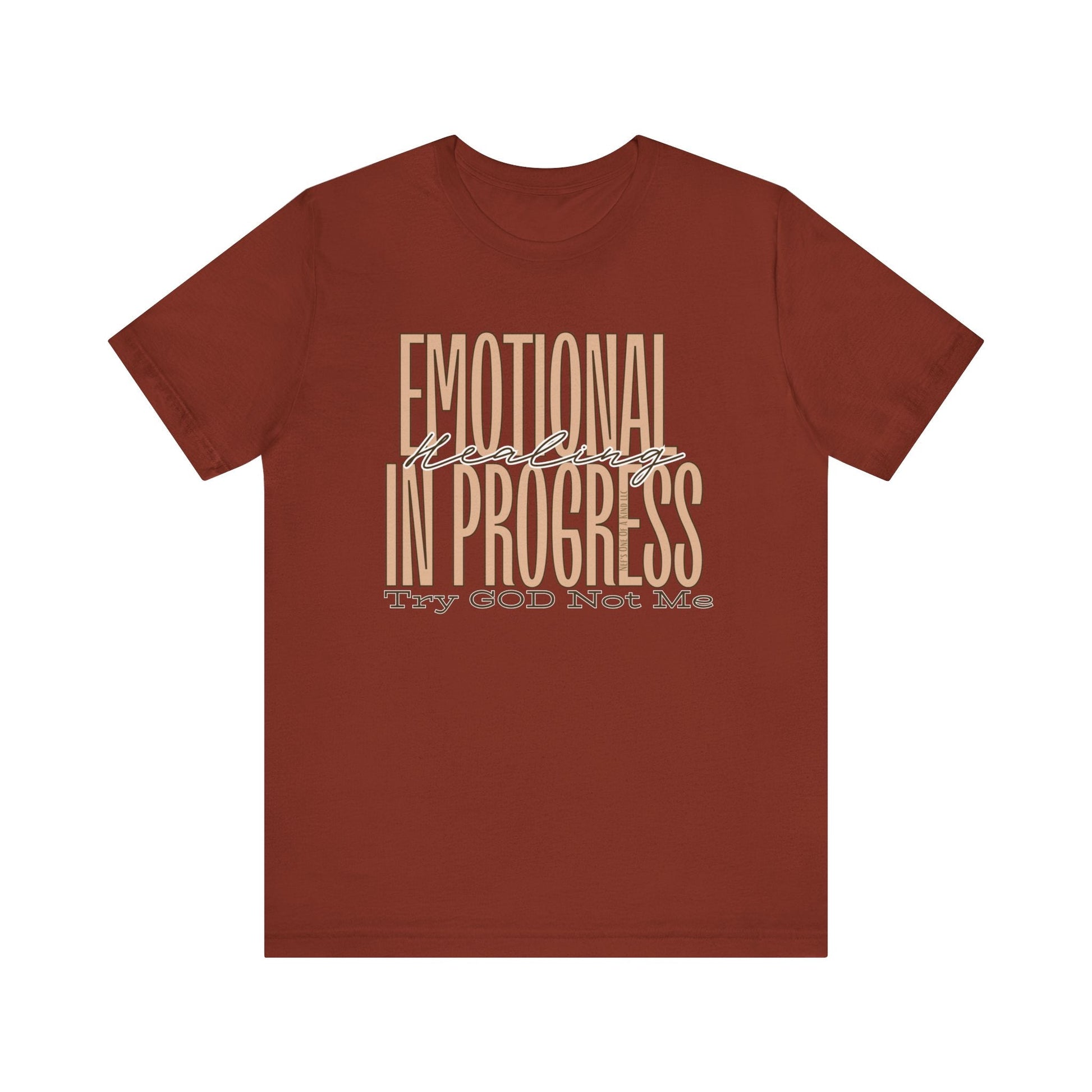 Emotional Healing In Progress Try God Not Me Unisex Jersey Short Sleeve Tee