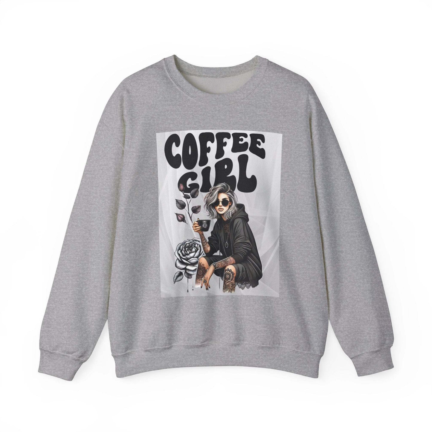 Tattoo Coffee Girl Unisex Heavy Blend™ Crewneck Sweatshirt