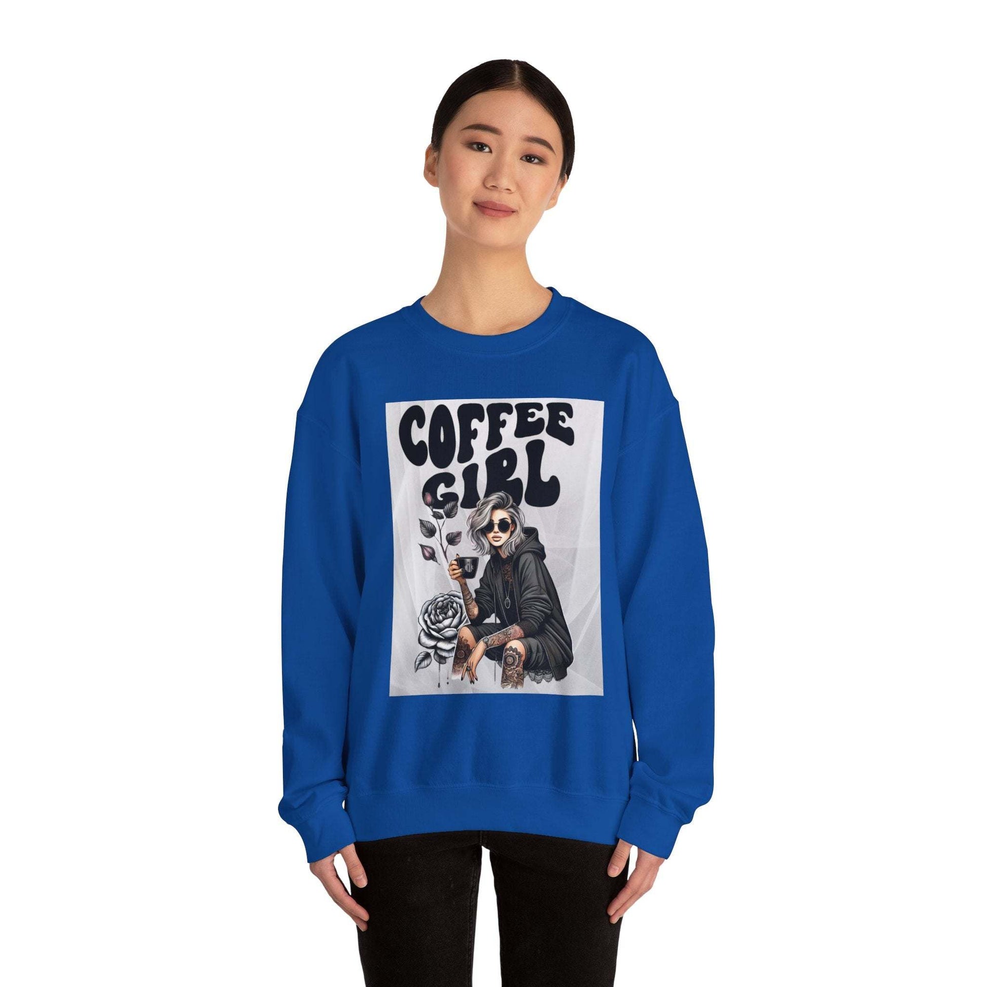 Tattoo Coffee Girl Unisex Heavy Blend™ Crewneck Sweatshirt