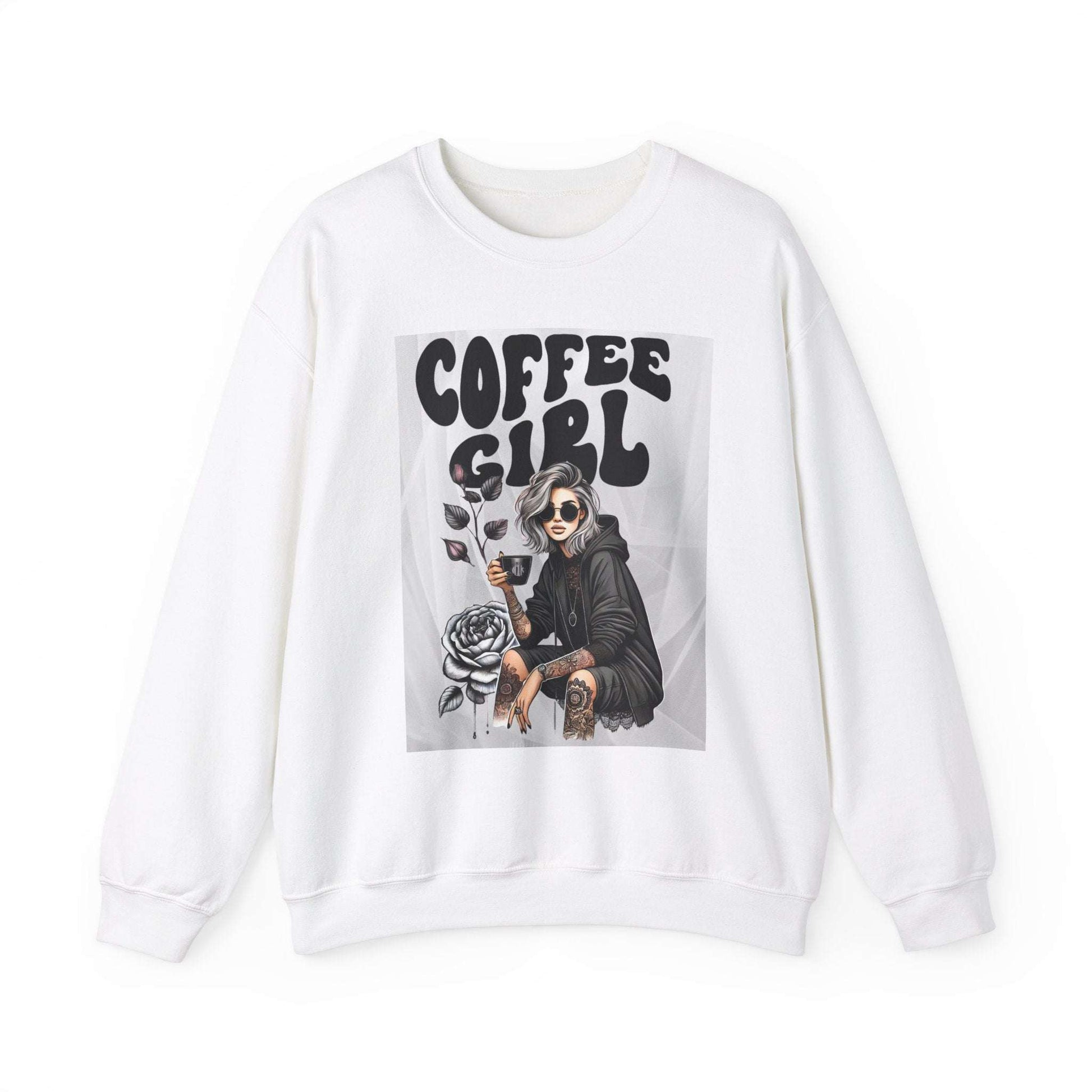 Tattoo Coffee Girl Unisex Heavy Blend™ Crewneck Sweatshirt