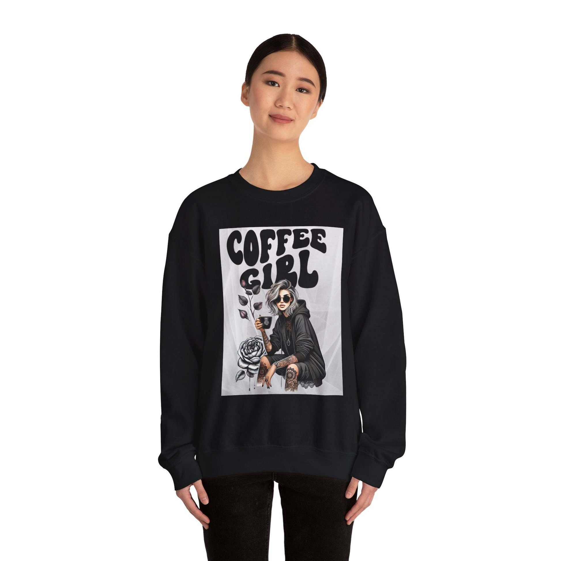 Tattoo Coffee Girl Unisex Heavy Blend™ Crewneck Sweatshirt