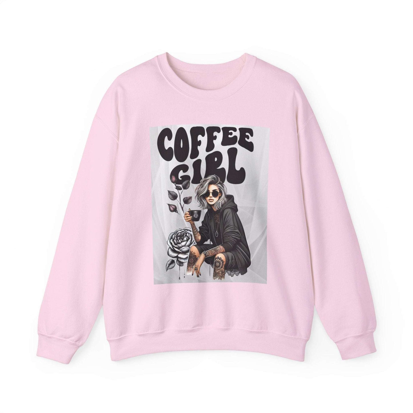 Tattoo Coffee Girl Unisex Heavy Blend™ Crewneck Sweatshirt