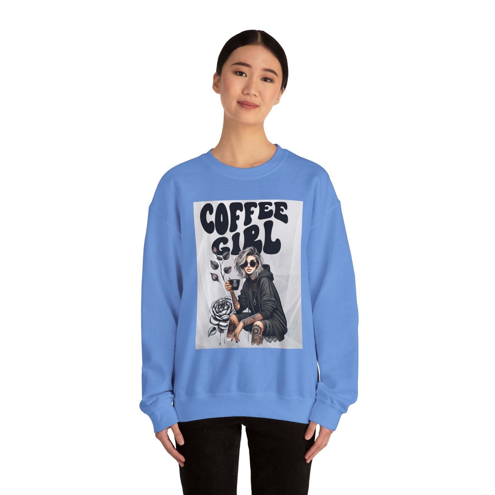 Tattoo Coffee Girl Unisex Heavy Blend™ Crewneck Sweatshirt